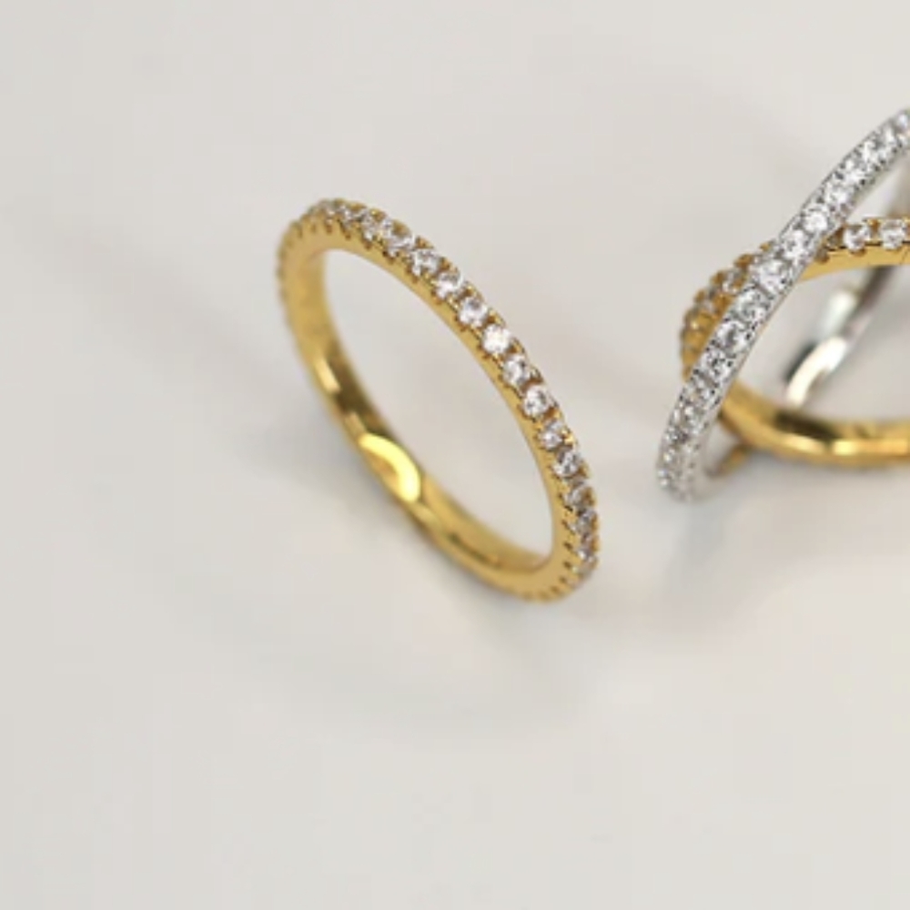 Diamond Eternity Band 18K Gold Over Sterling Silver